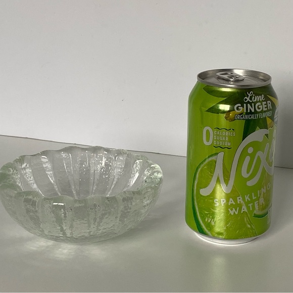 Recycled Glass Bowl Candy Dish 5” Clear Petal Style Flower Shape Heavy Trinket - Picture 6 of 15